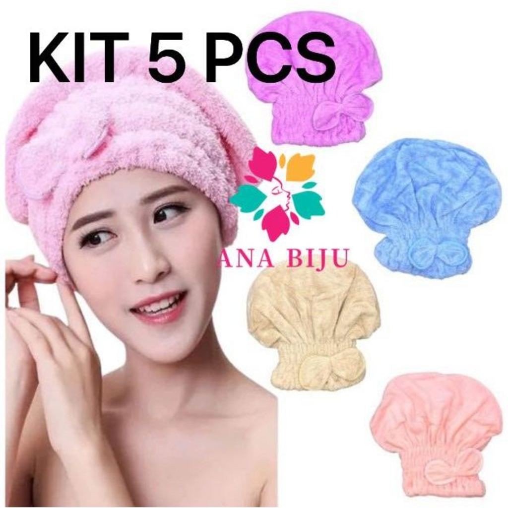 GGUAN KIT 5 PCS Touca para seca cabelo Mágica Touca de Banho Absorvente Toalha de Microfibra