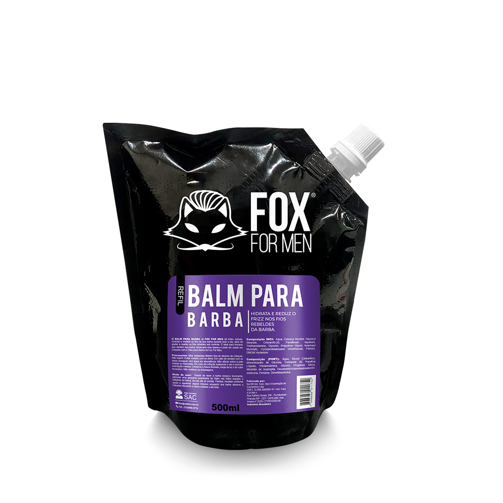 Refil Balm Barba 500ml Fox For Men Hidratante Modelador Leave-in Profissional