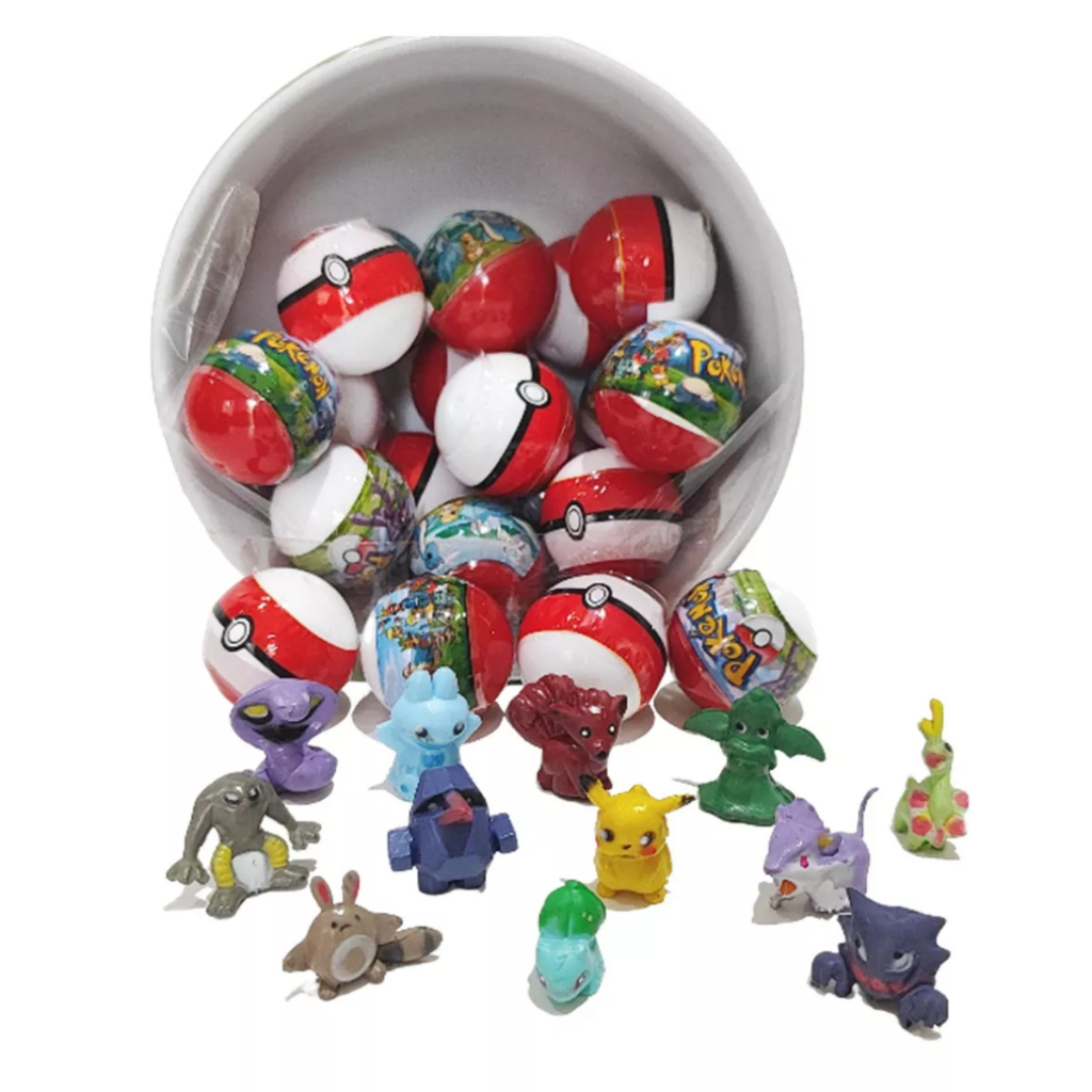 100 ou 200 Mini Pokebola Com Miniaturas Pokémon Lacrada Surpresa