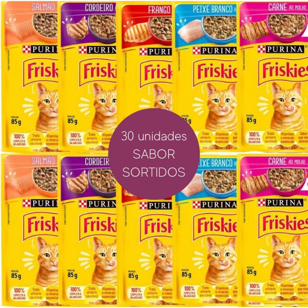 KIT 2 Caixas Sachê variados Para Gato Adulto Friskies Alimento Úmido 85g