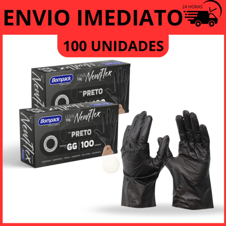 Luvas Descartáveis Viniflex Sem Pó Caixa com 100