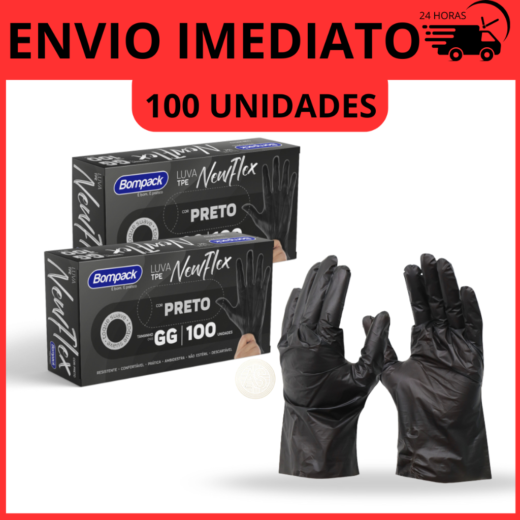 Luvas Descartáveis Viniflex Sem Pó Caixa com 100 Unidades Resistente Pronta Entrega Barbearia Nails
