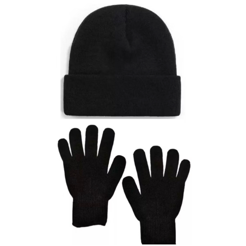 Kit Touca com Luva de Frio Gorro de Lã Forrado Peluciado Preto Adulto Inverno Premuim Envio Imediato