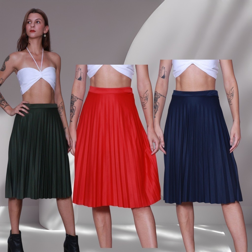 SAIA MINI PLISSADA feminina MODA EVANGELICA