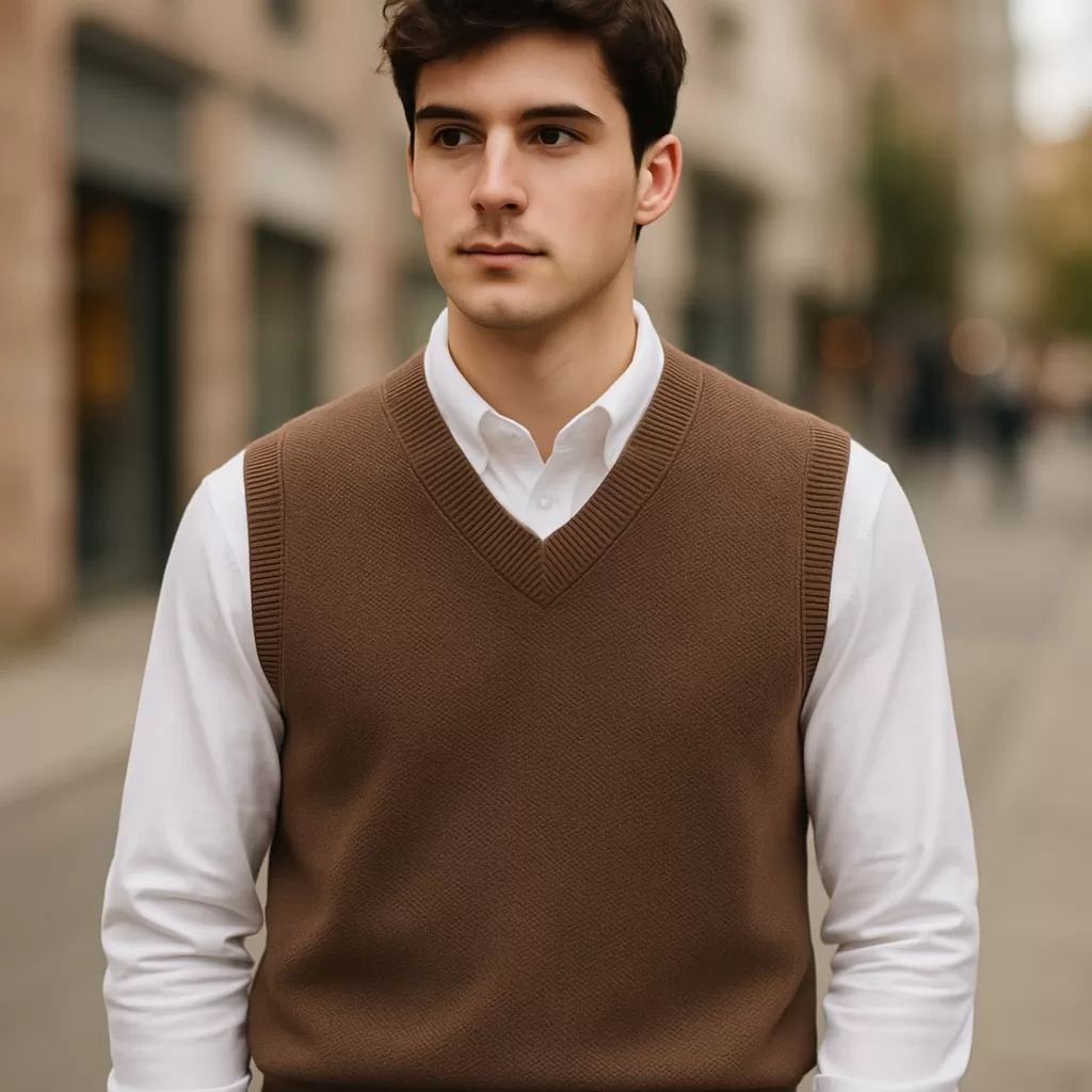 Colete Masculino Tricô Lã Pullover Social Inverno Elegante P M G GG Cores Variadas Moda Casual Frio