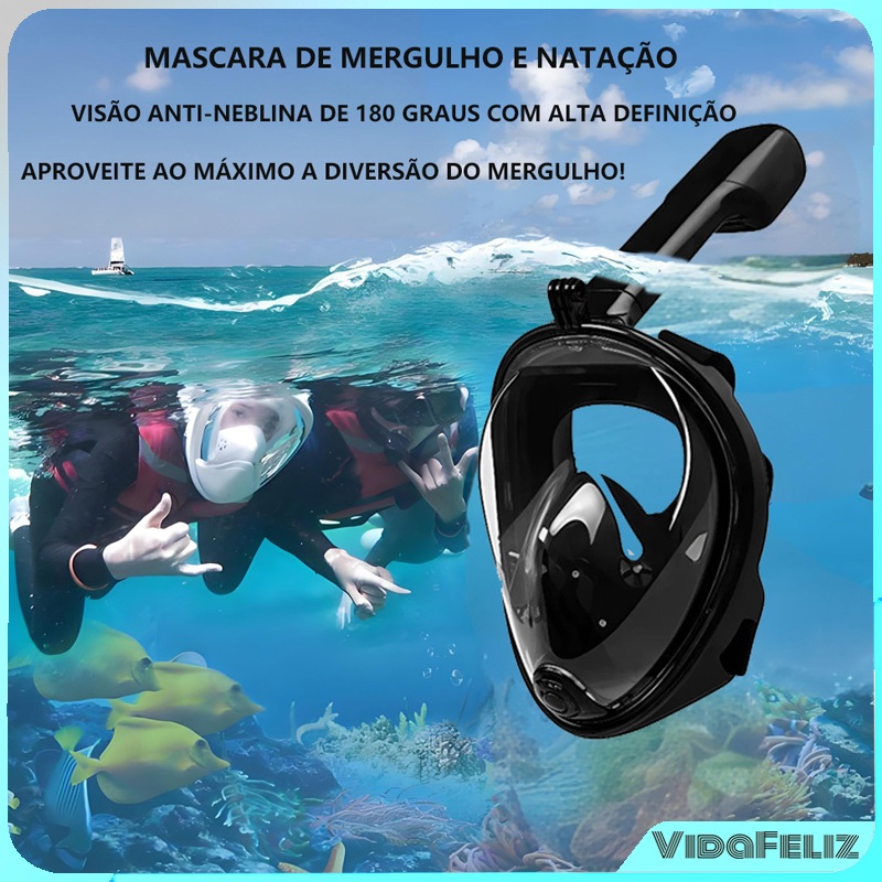Kit de máscara impermeável e snorkeling, óculos com saia de silicone para natação/snorkeling e másca