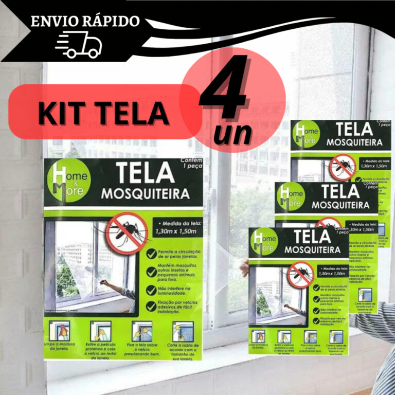 Kit 4 Tela Mosqueteira Ajustável com Autocolante 