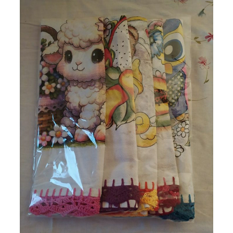 kits de panos de prato com bico de crochê