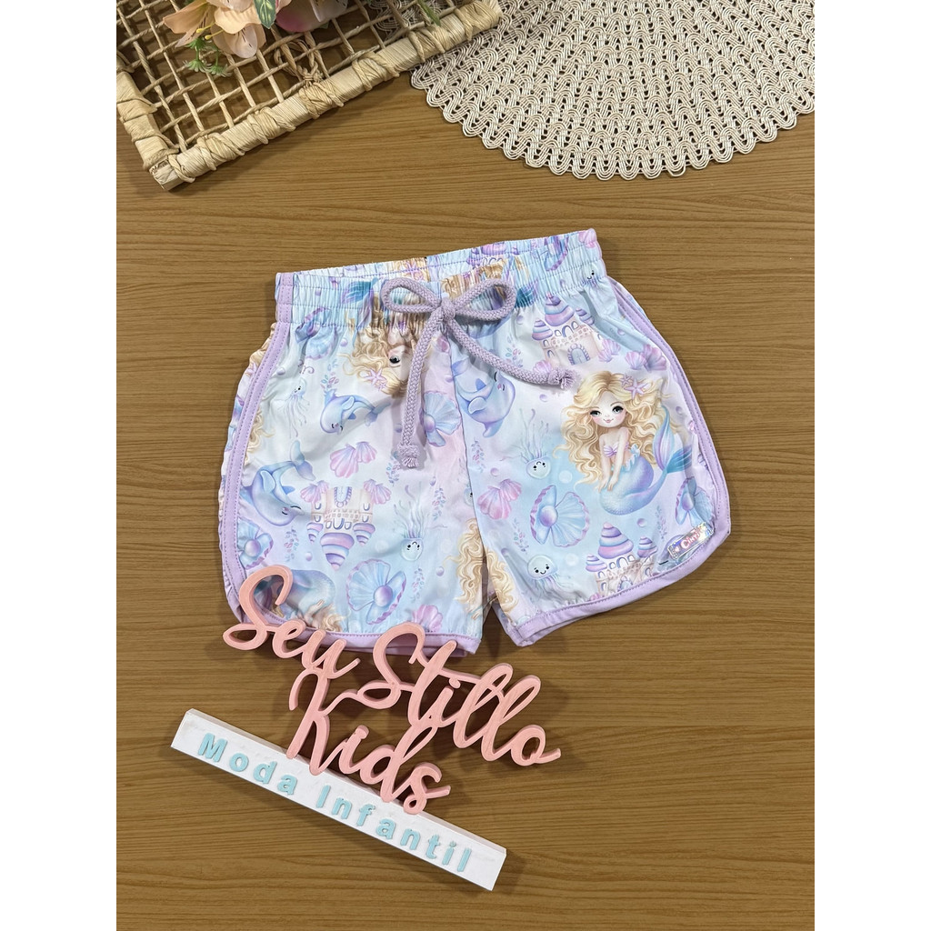 Shorts Infantil Cinti Verão Lilás Sereia