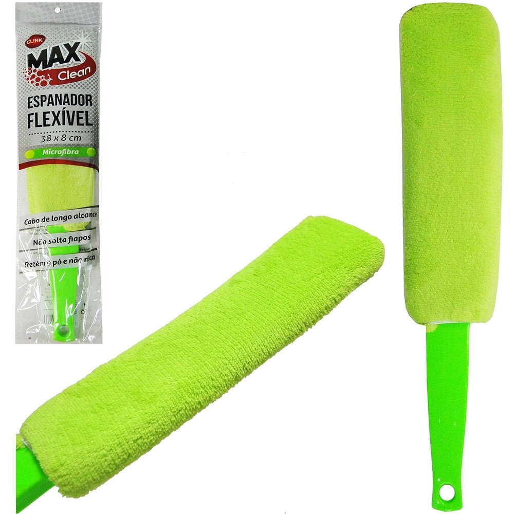 ESPANADOR DE PÓ FLEXIVEL DE MICROFIBRA CABO PLASTICO MAX CLEAN