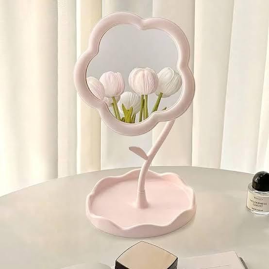6 ESPELHOS DE MESA FLOR COM BASE PORTA JOIAS + GAN