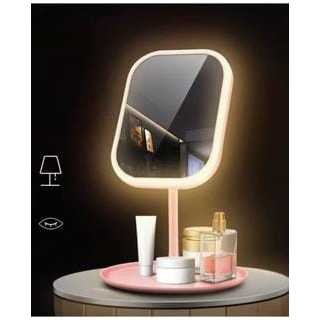 ESPELHO DE MESA RETANGULAR COM TOUCH + LED E BASE 
