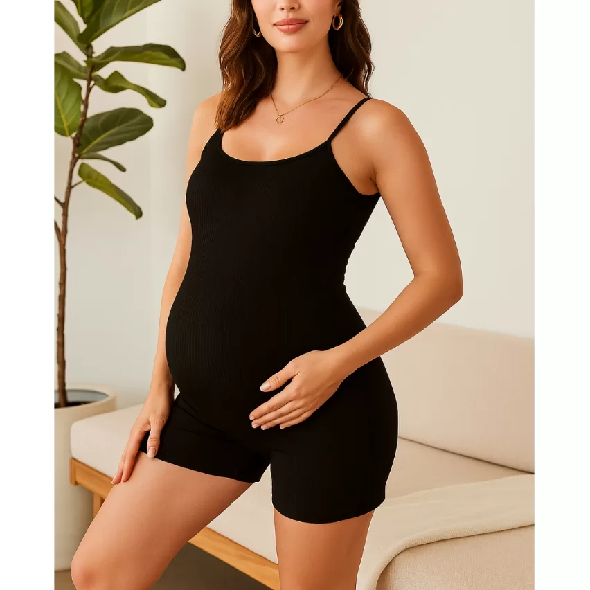 Macaquinho Confortável Feminino Gestante Roupa Grávida Suplex Premium Alça Fina