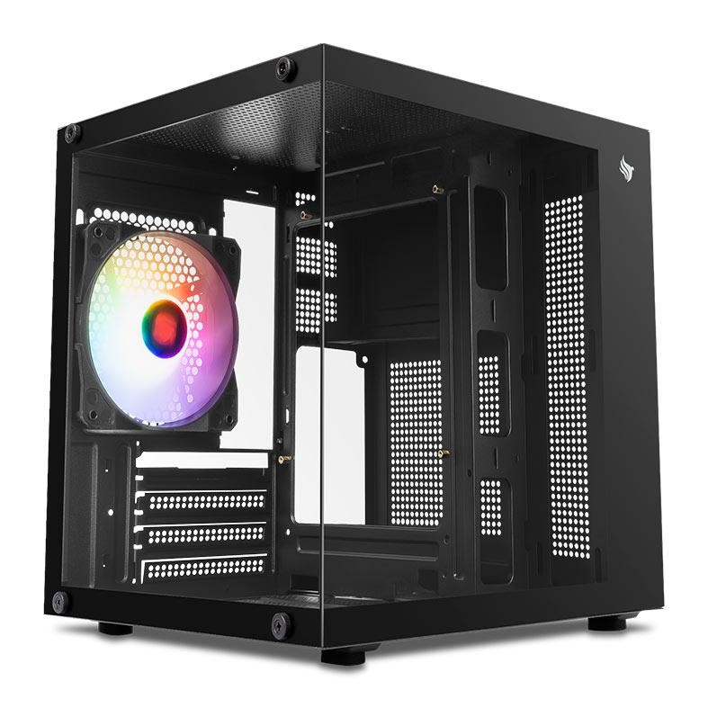 Gabinete Gamer Aquário Pichau Atom, Mini-Tower, Lateral de Vidro, Com 1 Fan, Preto, PG-ATOM-BK