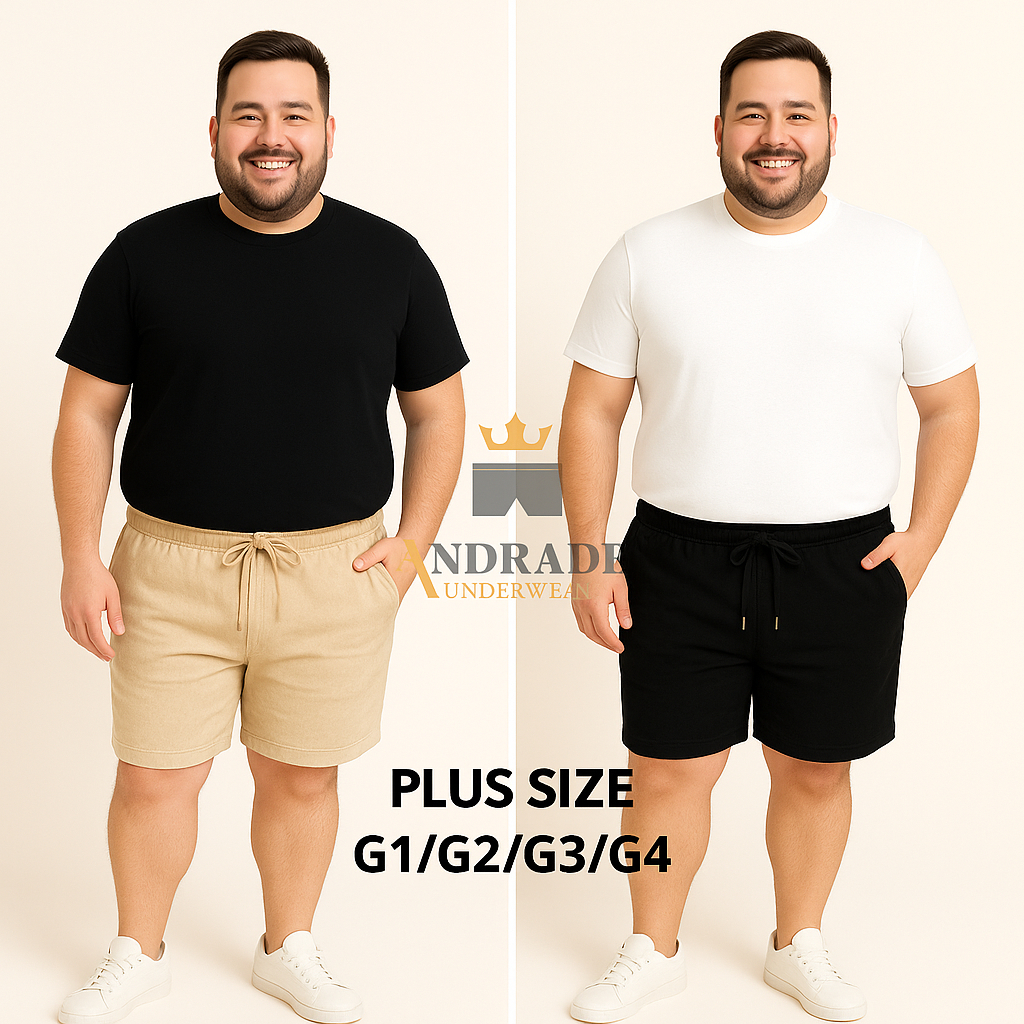 Kit 2 Short Plus Size Mauricinho em Linho G1 G2 G3 G4 G5 Qualidade Premium  – Bermuda – sarja
