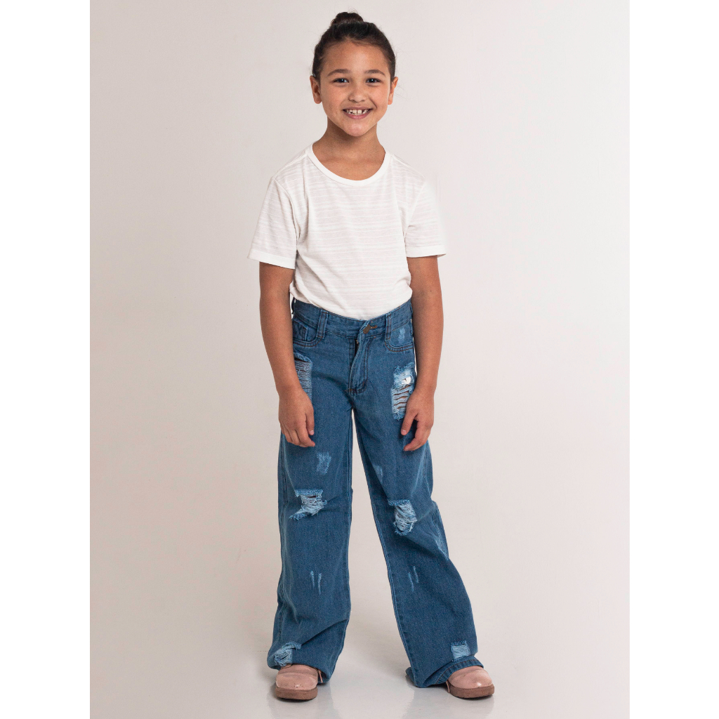 Calça Wide Leg feminina infantil juvenil bloguerinha da moda 4 ao 16