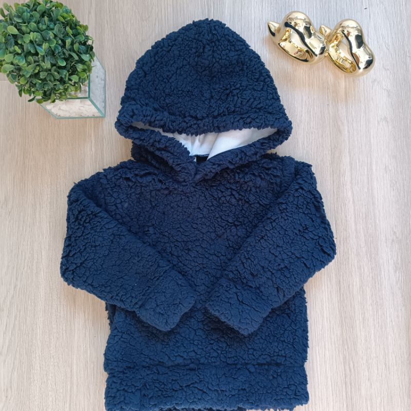 Blusa Infantil Juvenil Menino e Menina Inverno Teddy Carneirinho Juvenil com Touca Masculino