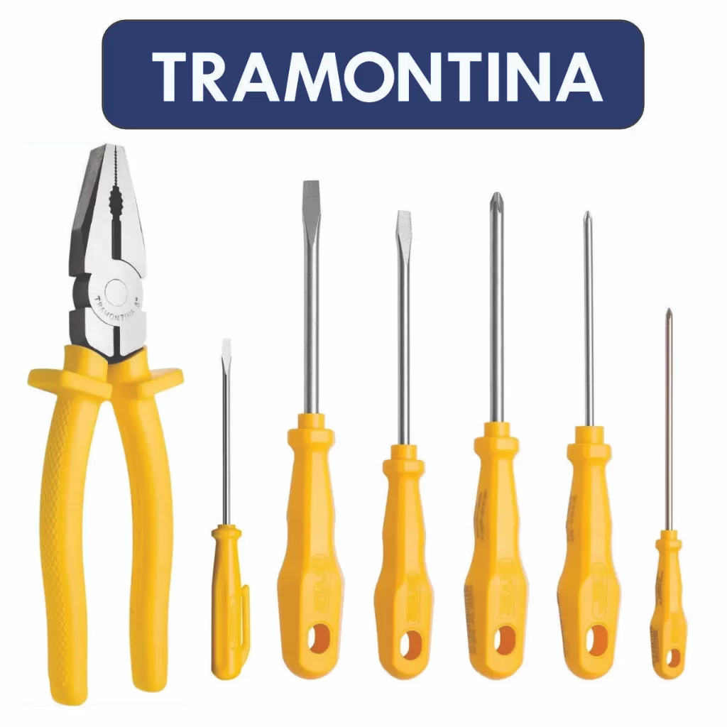 Jogo Ferramenta 3 Chaves Fenda 3 Philips 1 Alicate Universal Tramontina