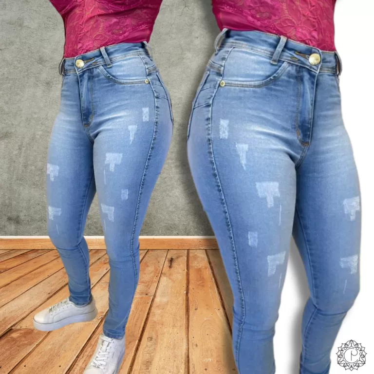 Calça Jeans Feminina Skinny Clara Puido  Elastano