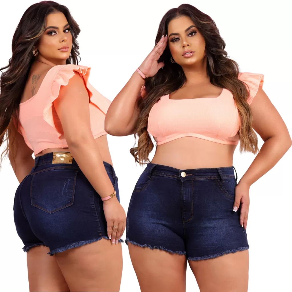 short plus size jeans moda grande feminino lycra moda verão casual premium modeladora cintura alta