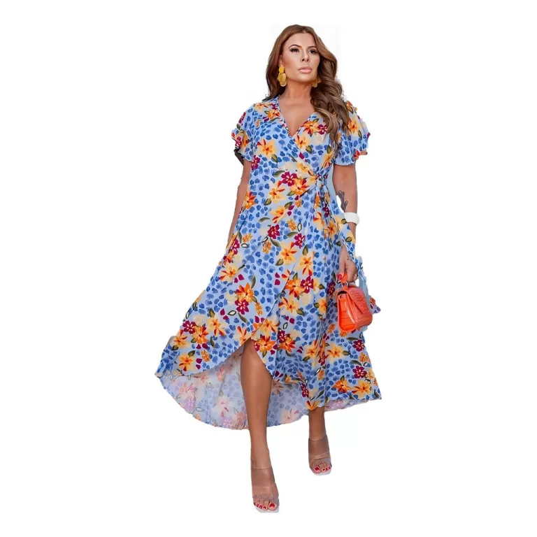 Vestido Envelope Transpassado Amarração Feminino