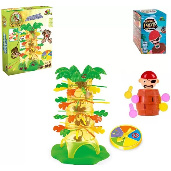 2 Brinquedo Divertido Jogos Barril Mini Pirata e C