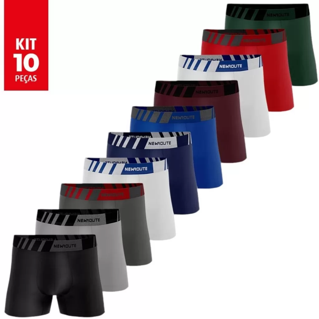 Kit 10 Cuecas Box Boxer New Route De Microfibra Adulto