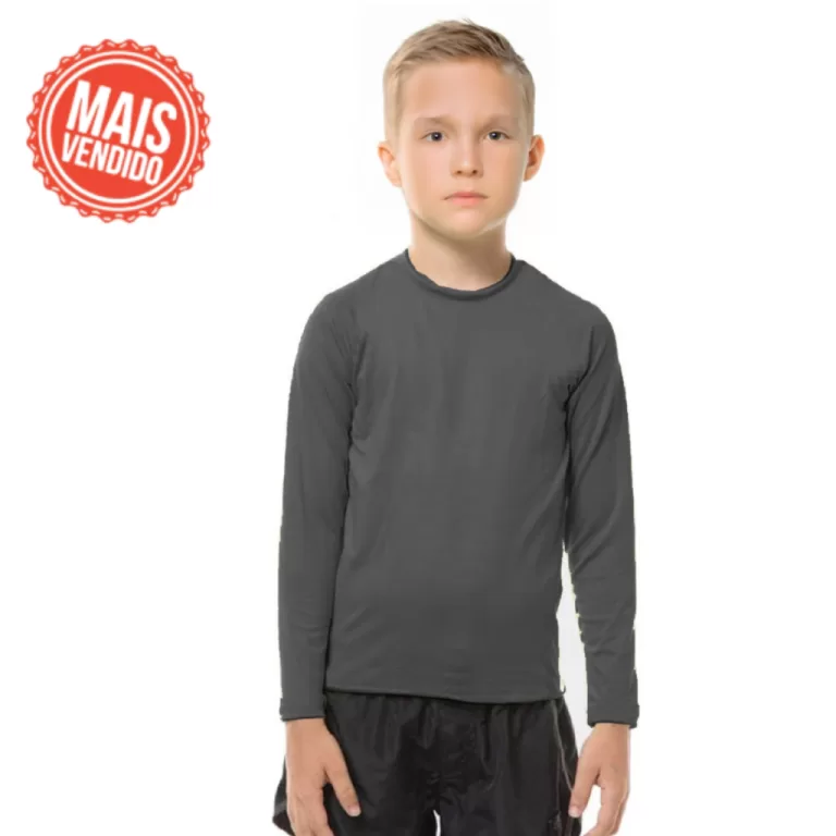 Camisa Térmica Cinza Infantil Proteção Solar Uv