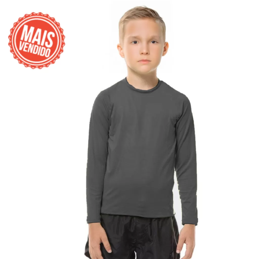 Camisa Térmica Cinza Infantil Proteção Solar Uv 50+