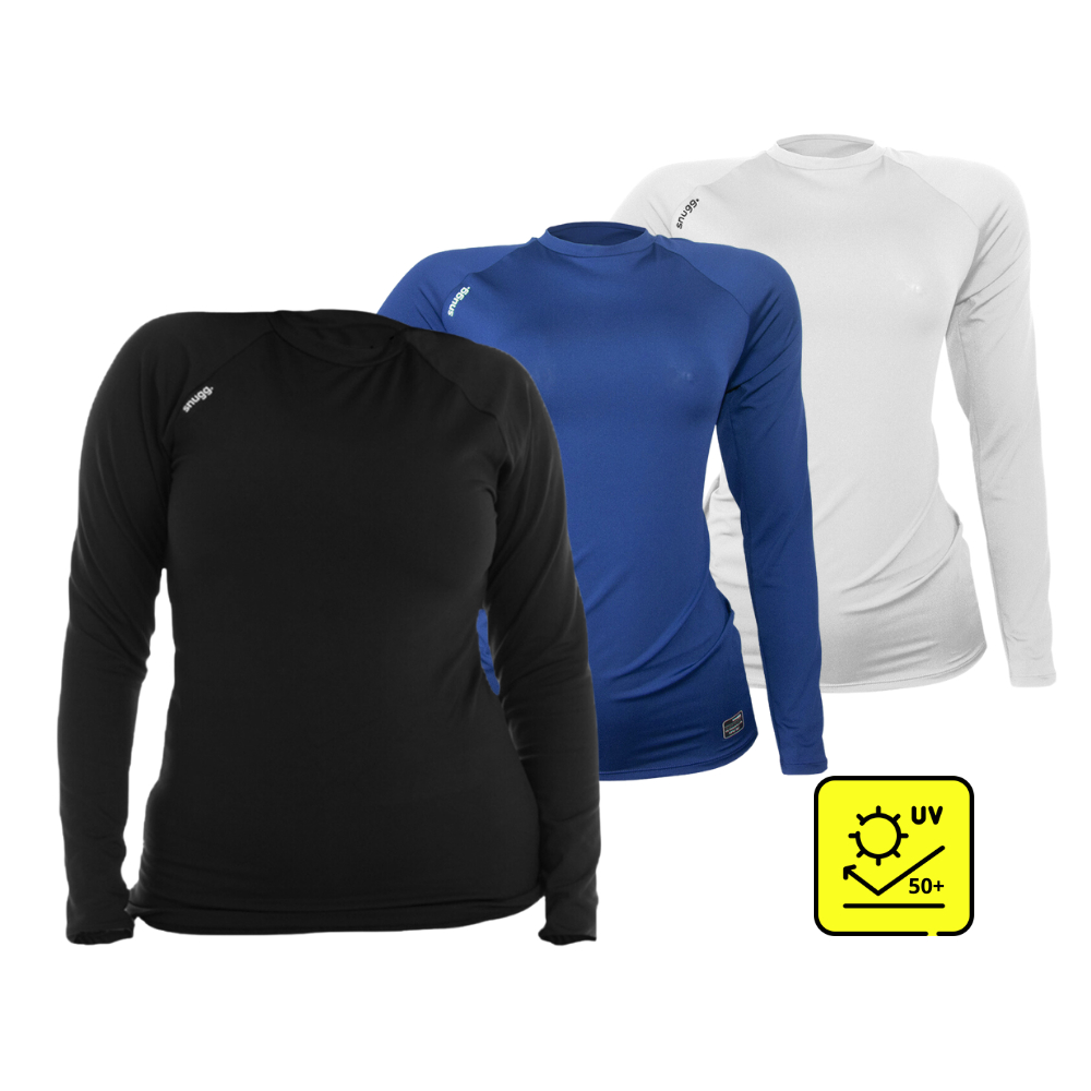 3 Camisetas Térmicas Segunda Pele manga longa Proteção Solar UV50+ Esportiva  Unissex