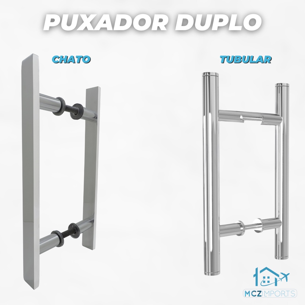 Puxador Tubular e Chato Para Porta de Madeira ou Vidro ou Pivotante 30cm até 60cm Disponíveis