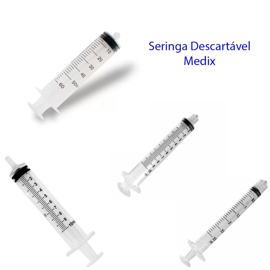 Kit 5un Seringa Bico Lock e Slip Medix Vários Tamanhos