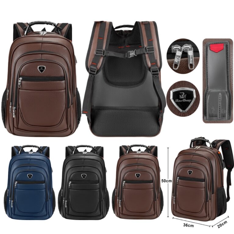 Mochila Couro PU Grande Executiva Para Notebook Tr