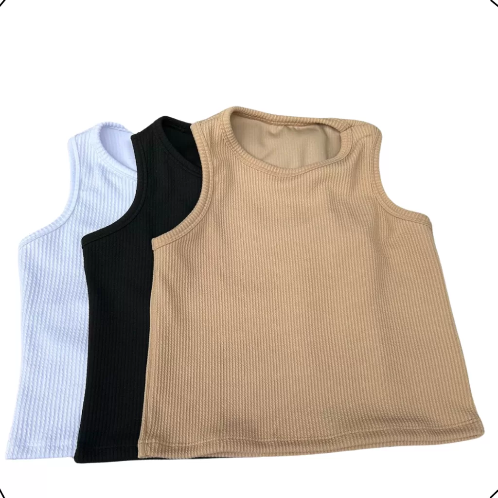 KIT 3 CROPPED TECIDO ANARRUGA REGATA BASICO NADADOR