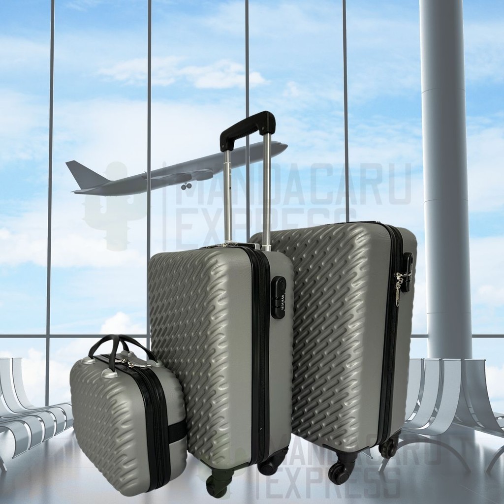 Kit Conjunt  3 Malas De Viagem Bagagem Pequena Média e de Mão Preta Cinza