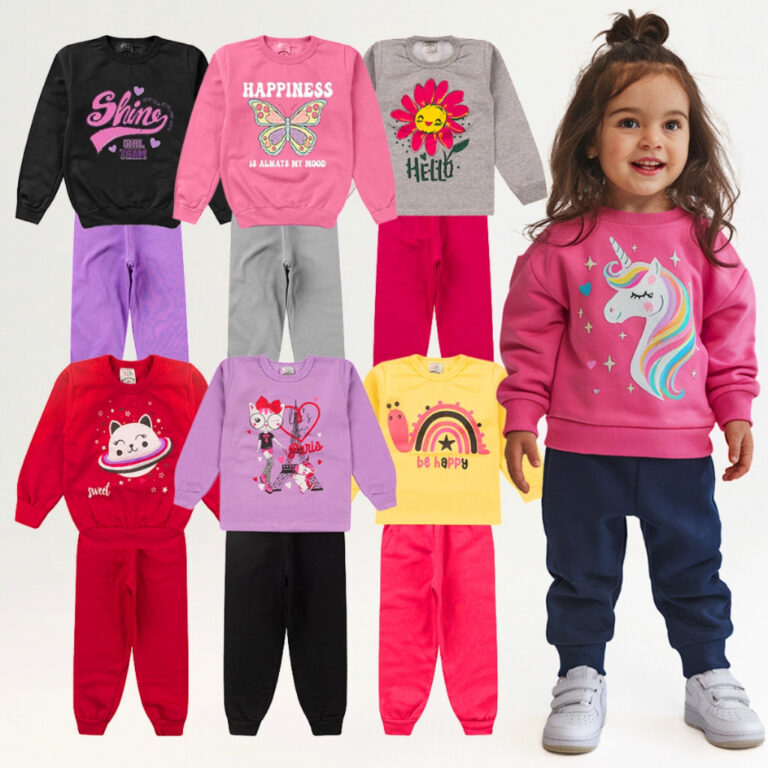 Kit 6 Peças Conjunto Moletom Infantil Menina 1 ao