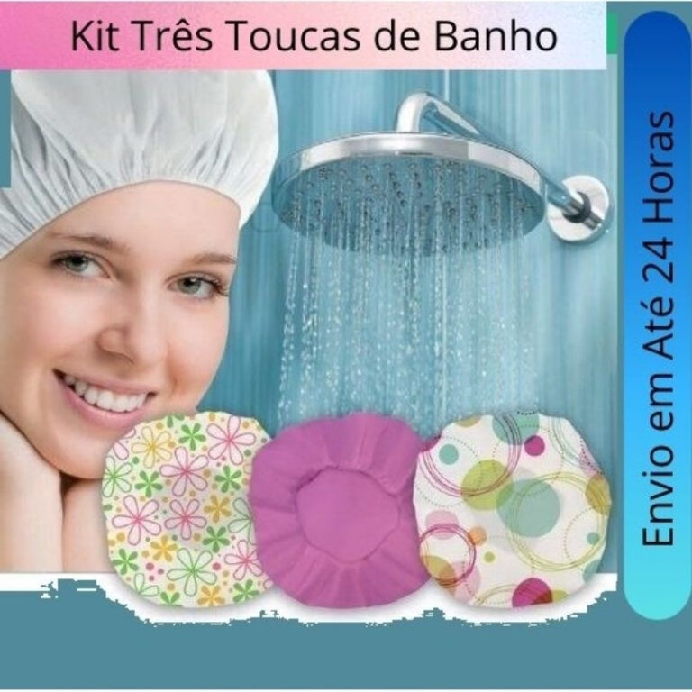 Kit 3 Toucas para Banho Impermeável Plástico Tin