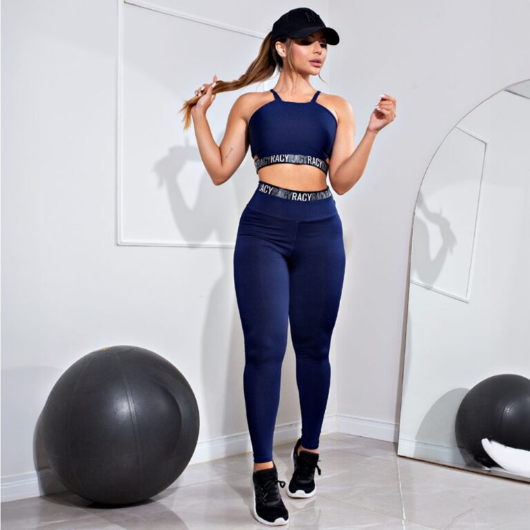 Conjunto Fitness Calça Legging Cintura Alta e Cro