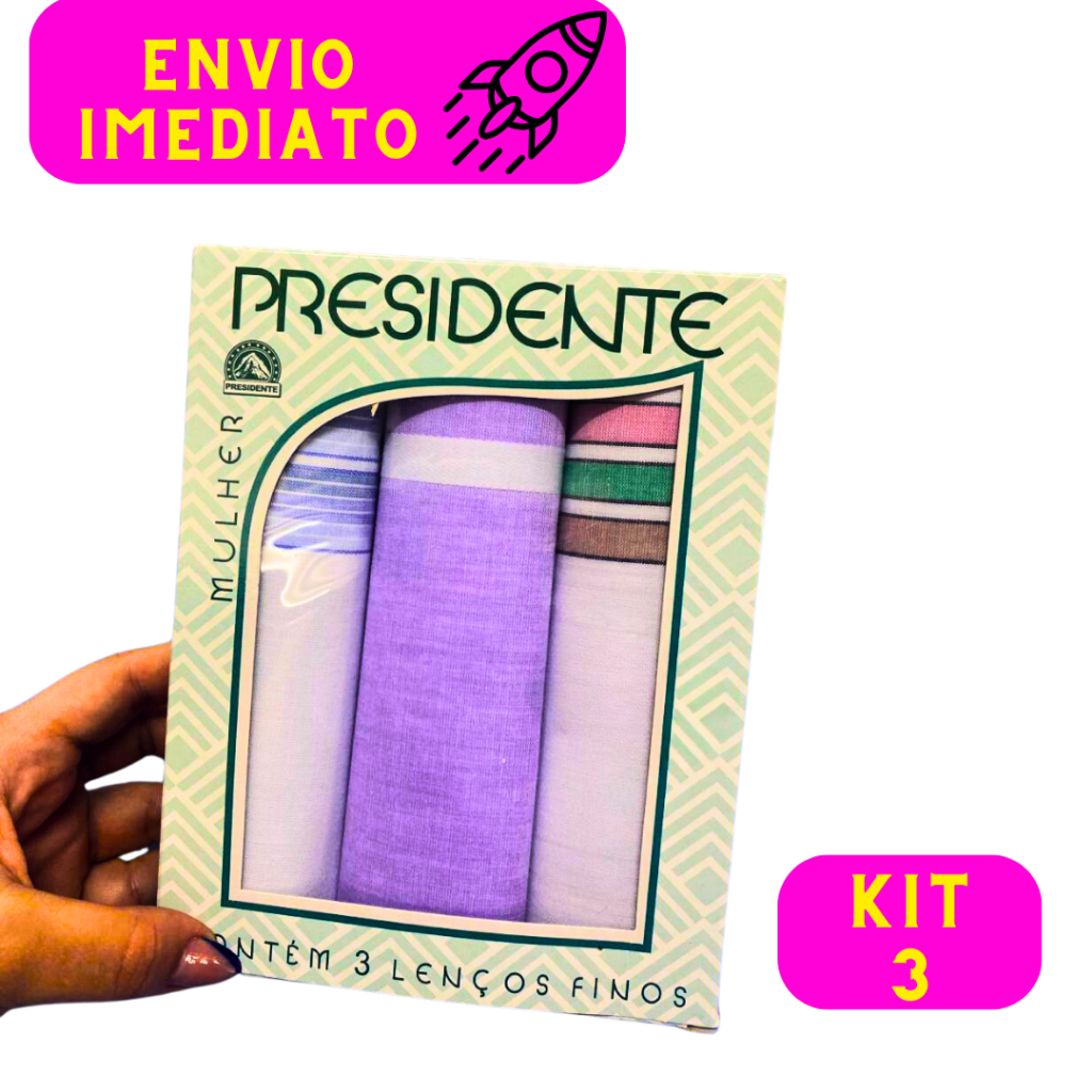 Kit 03 Lenço para soar nariz 100% Algodão Feminino de Bolso Confortável Cores Variadas