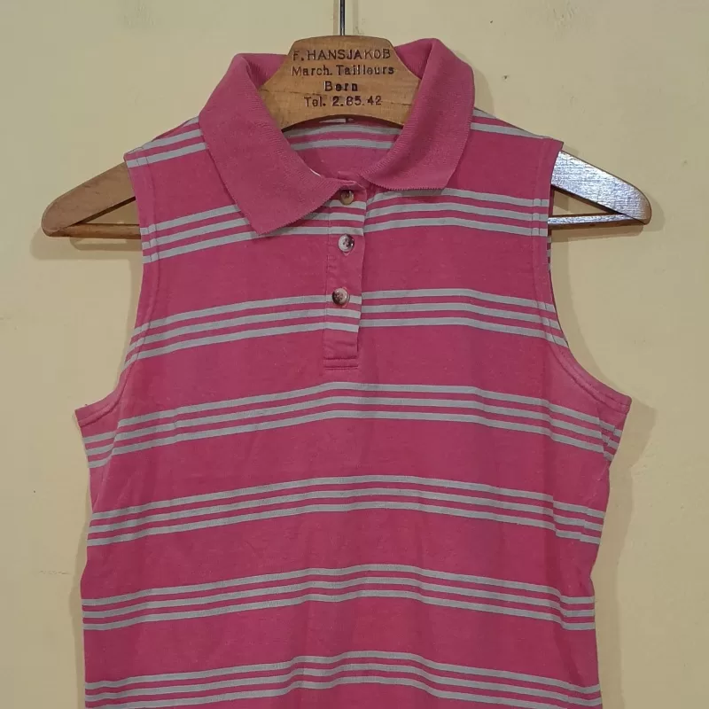 BLUSA REGATA PÓLO ALGODÃO LISTRAS VINTAGE ANOS 90 CGC