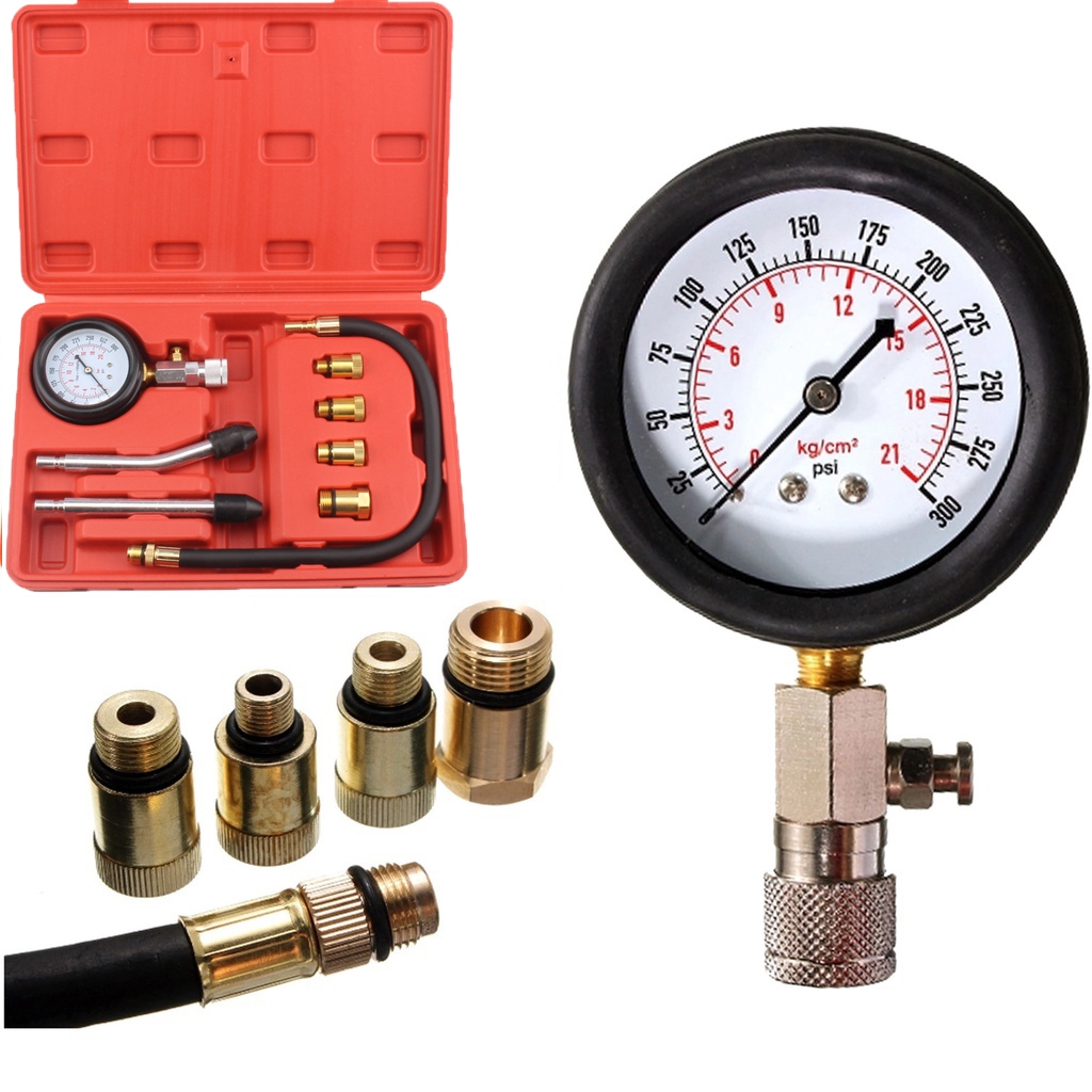 Medidor Compressão De Motor Teste De Cilindros 4 Adaptadores