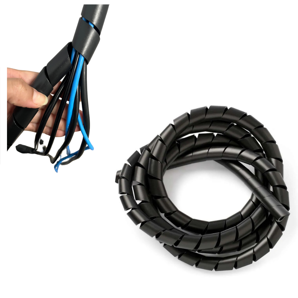 Organizador De Fios E Cabos Espiral Preto 24mm Espiral Tubo