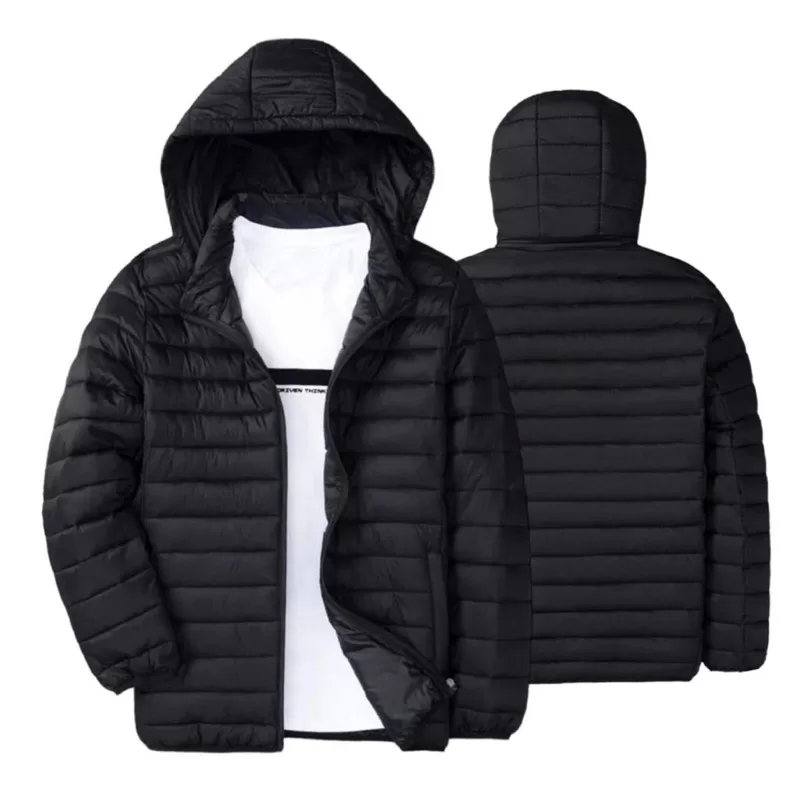 jaqueta Puffer Matelassê Masculina Capuz Removivel impermeável