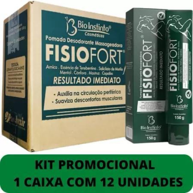 12 UN FISIOFORT 150g pomada massageadora desodorante Bio instinto academia dores musculares treino