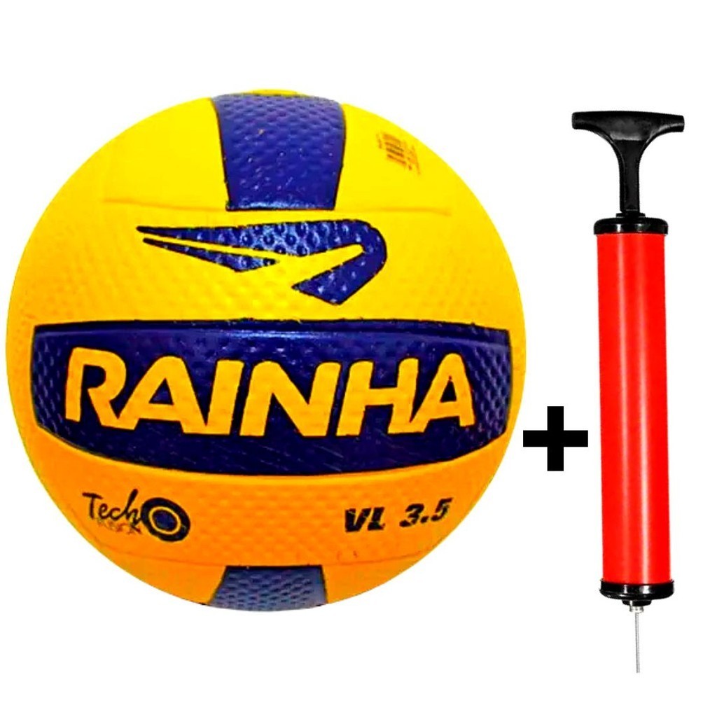 Bola de Volei Rainha 3.5 Original Oficial + Bomba de Bola Voleibol Pvc Residente