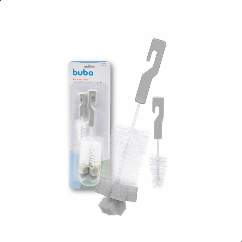 Kit Escova com Bucha Esponja para Mamadeira e Bico Buba  Limpeza Prática e Segura