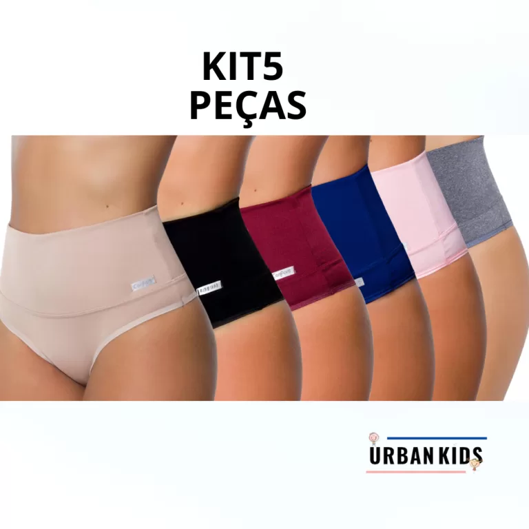 Kit 5 Calcinhas Cinta Modeladora Pós Parto Cós M