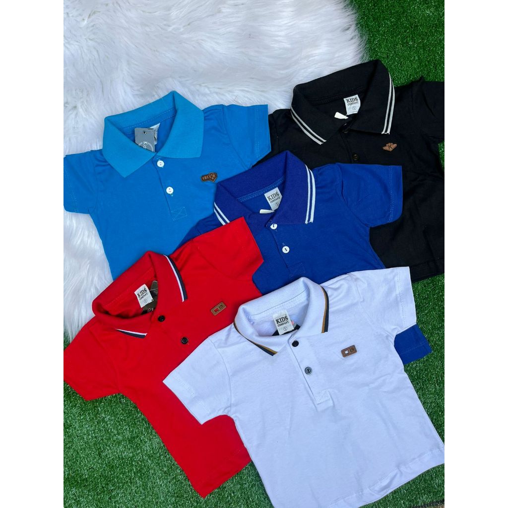 KIT 5/3 Camiseta Polo Menino Criança e Juvenil Blusas Infantil 100% Algodão Criança Jovem Masculina