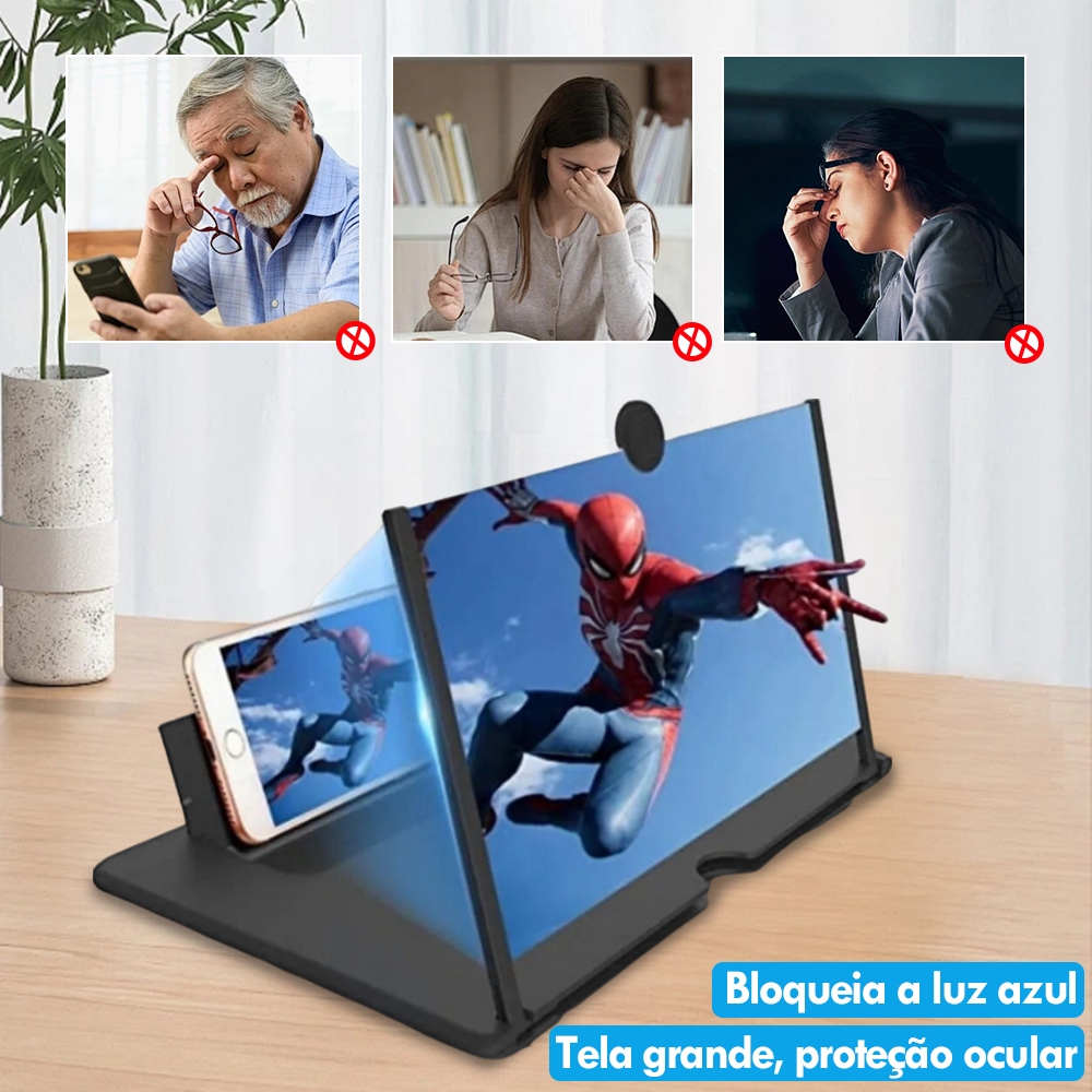 Ampliador De Tela Lente 3d Suporte Dobrável De Celular Para Vídeos e Jogos e Ensino on-line