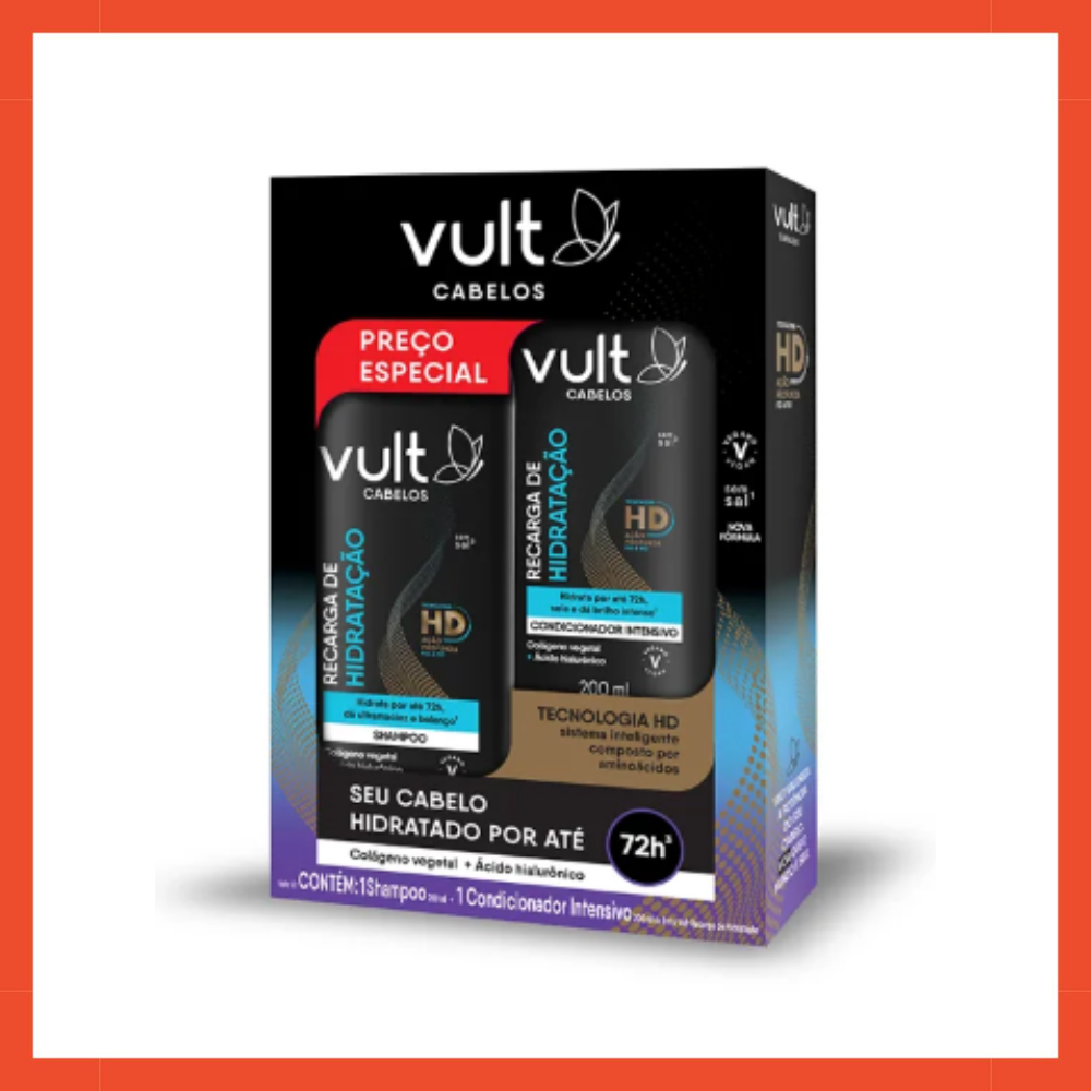Kit Vult Recarga de Hidratação: Shampoo 200ml + Condicionador 200ml – Vult